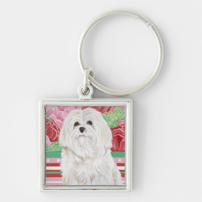 Della Rose Maltese Keychain (Front)