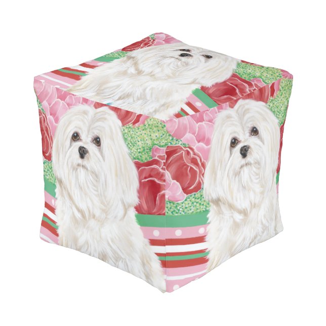 Della Rose Maltese Pouf (Angled Front)