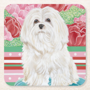 Della Rose Maltese Square Paper Coaster