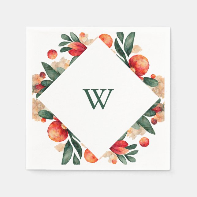 Dellarrobbia Holiday Fruit, Flowers and Foliage Napkins (Front)