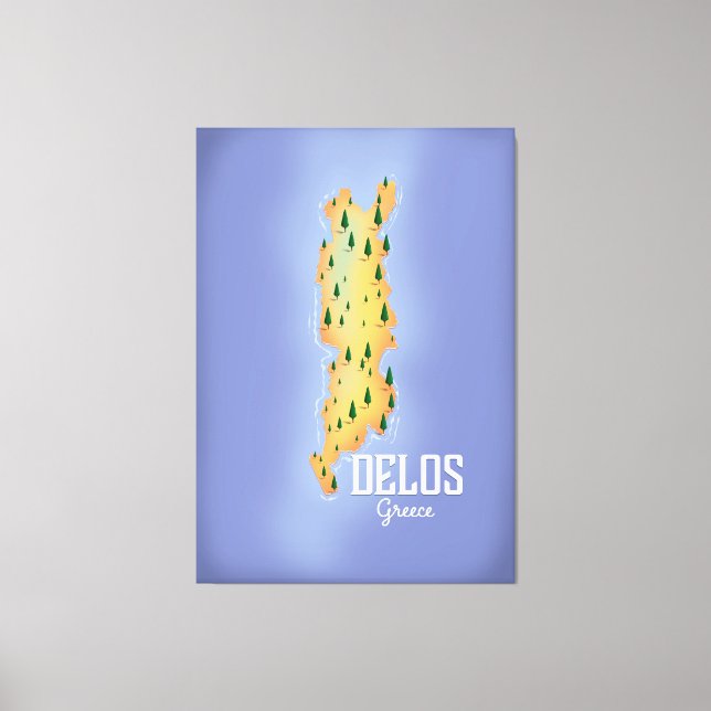 Delos Greece Map travel poster Canvas Print (Front)