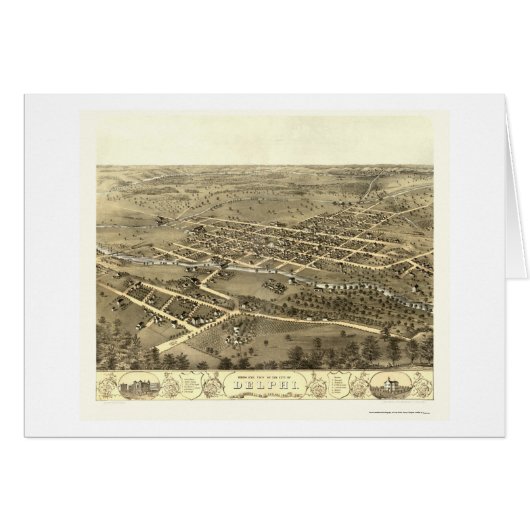 Delphi, IN Panoramic Map - 1868 Cards (Front Horizontal)
