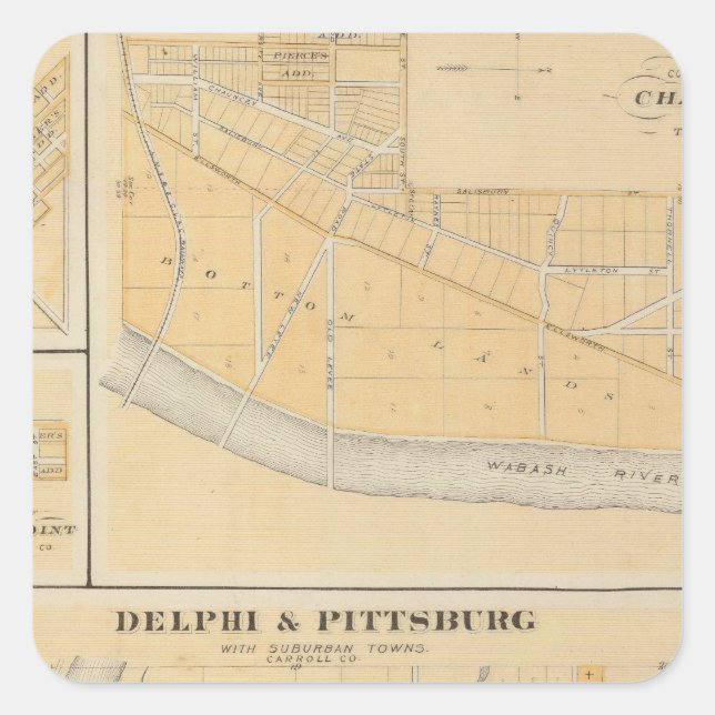 Delphi & Pittsburg with suburban towns Square Sticker (Front)