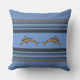 Delphi’s Dive: Ancient Greek Dolphin Throw Pillow