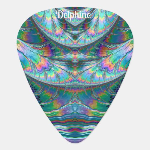 DELPHINE  BRIGHT PASTEL original fractal Guitar Pick