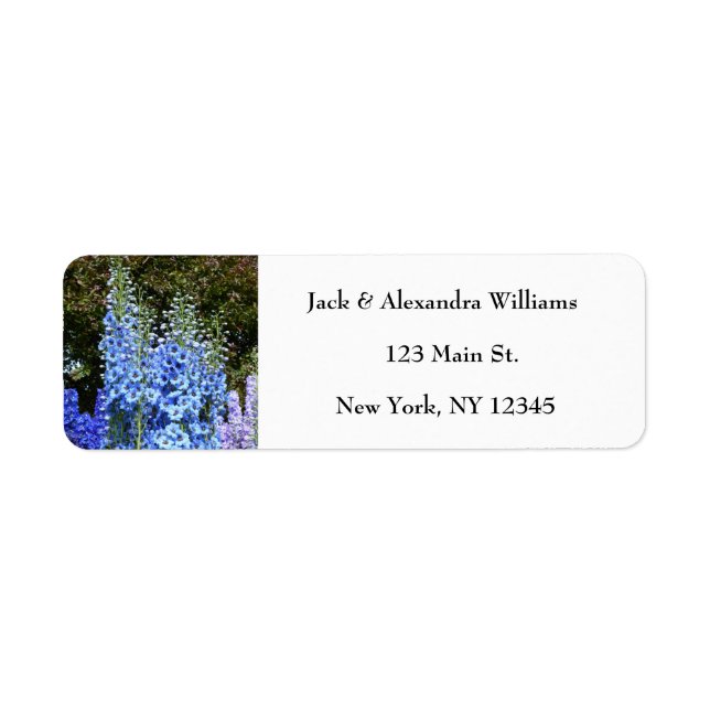 Delphinium Blue Rustic Floral Return Address  Label (Front)