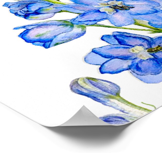 Delphinium Blue Wedding Seating Table Planner Poster