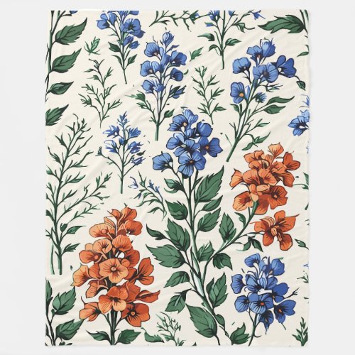 Delphinium flowers design Botanical Elegance Fleece Blanket