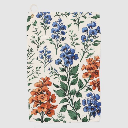 Delphinium flowers design Botanical Elegance Golf Towel