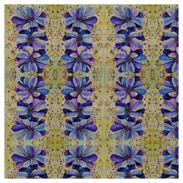 Delphinium  flowers painting fabric (Swatch)