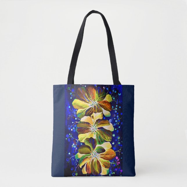 Delphinium  flowers painting tote bag (Front)