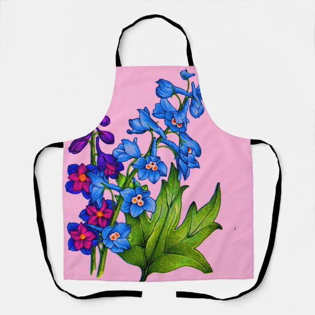 delphinium flowers print apron (Front)