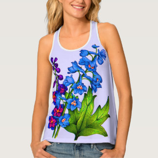 delphinium flowers print tank top