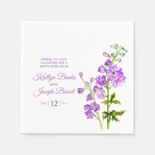 Delphinium flowers purple watercolor art wedding napkins