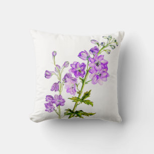 Delphinium purple fine art floral square pillow
