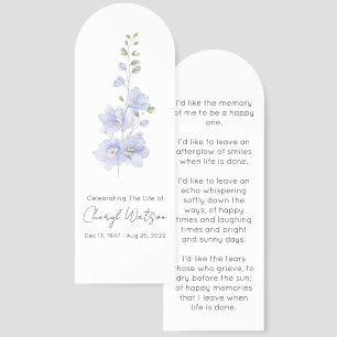 Delphinium Simple Funeral Memorial Bookmark