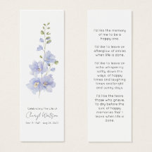 Delphinium | Simple Memorial Mini Bookmark