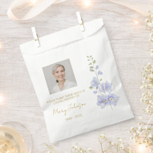 Delphinium Simple Photo Funeral Seed Favor Bag