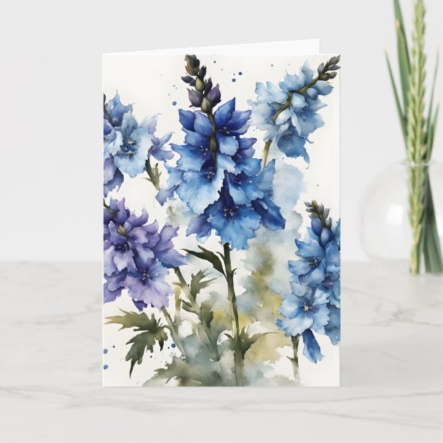 Delphinium - Watercolor flowers Card (Front)