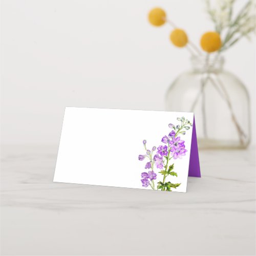 Delphinium watercolor purple wedding place cards