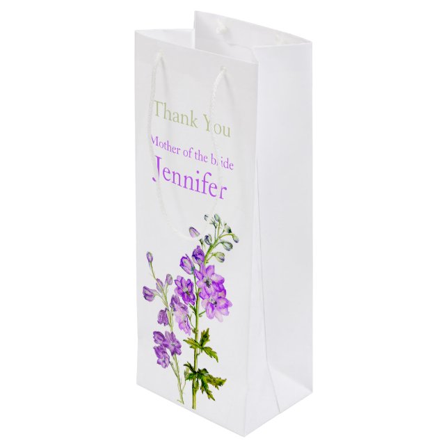 Delphinium wedding mother of the bride favor bag (Back Angled)