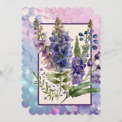 Delphiniums Purple and Blue Blank Card