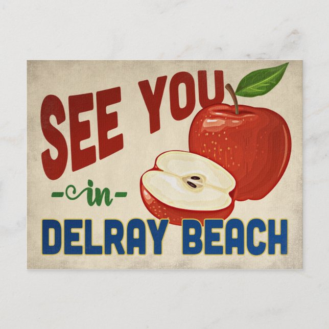 Delray Beach Florida Apple - Vintage Travel Postcard (Front)