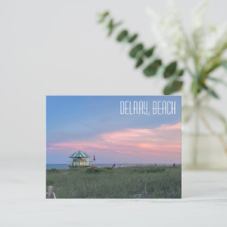 Delray Beach Florida, Beach at sunset postcard