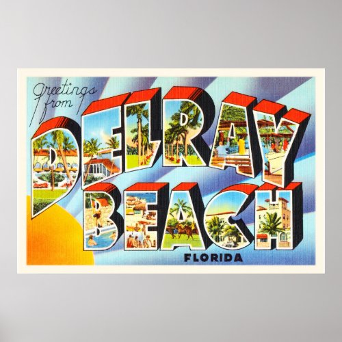 Delray Beach Florida FL Vintage Travel Souvenir Poster