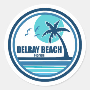 Delray Beach Florida Palm Tree Birds Classic Round Sticker