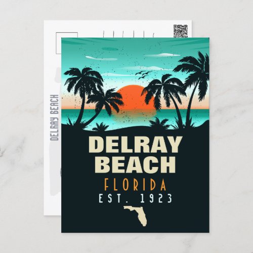 Delray Beach Florida Retro Sunset Souvenirs 60s Postcard