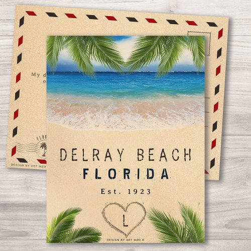 Delray Beach Florida Sand Tropical Palm Leaves Postcard