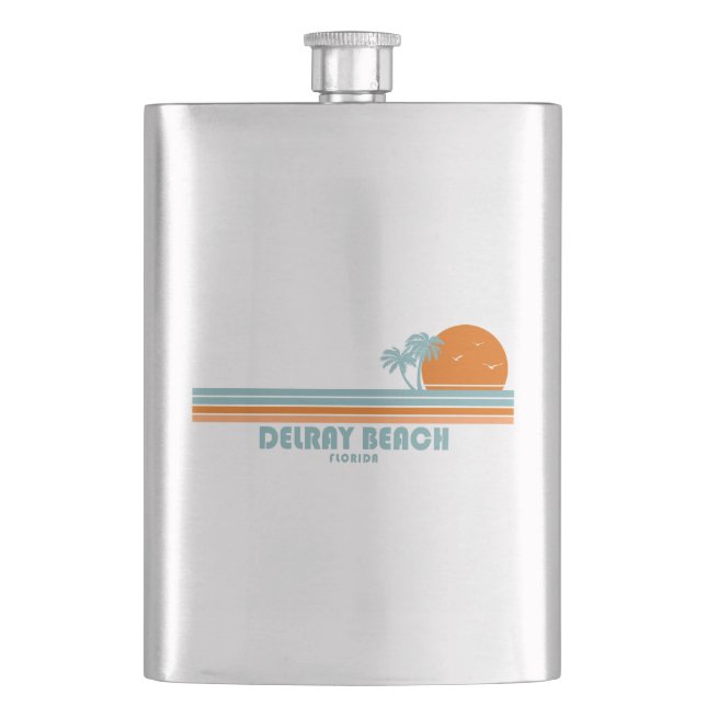 Delray Beach Florida Sun Palm Trees Flask (Front)