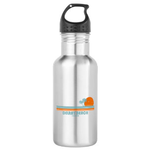 Delray Beach Florida Sun Palm Trees Stainless Steel Water Bottle