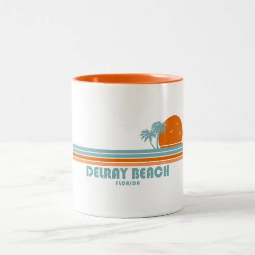 Delray Beach Florida Sun Palm Trees Two_Tone Coffee Mug