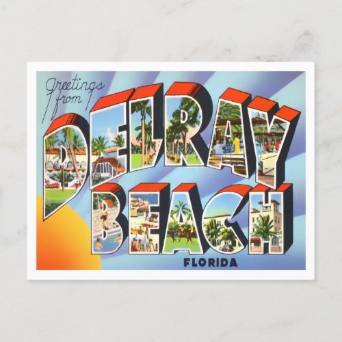 Delray Beach Florida Vintage Big Letters Postcard