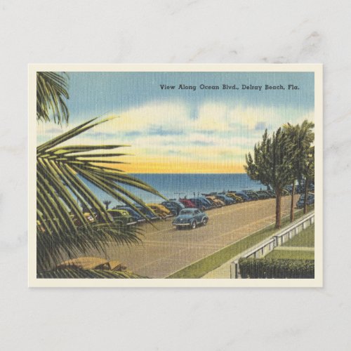 Delray Beach Florida vintage Ocean Boulevard  Postcard