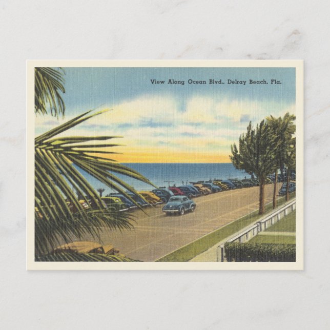 Delray Beach, Florida vintage Ocean Boulevard  Postcard (Front)