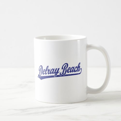 Delray Beach script logo in blue Coffee Mug