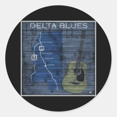 Delta Blues Grunge Blues Highway Classic Round Sticker