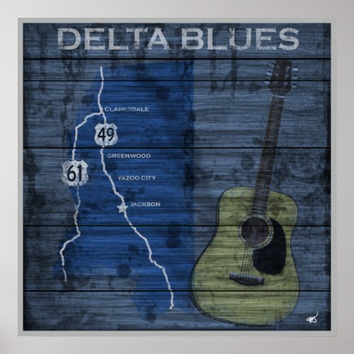 Delta Blues Grunge Blues Highway Poster
