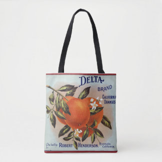 Delta Brand Oranges Citrus Crate Label Tote Bag