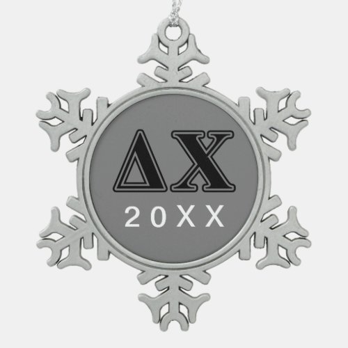 Delta Chi Black Letters Snowflake Pewter Christmas Ornament