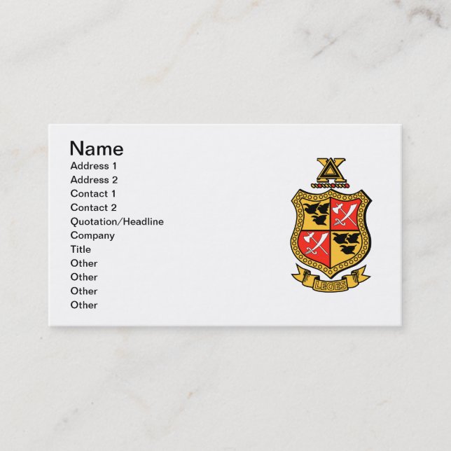 Delta Chi Coat of Arms Business Card (Front)