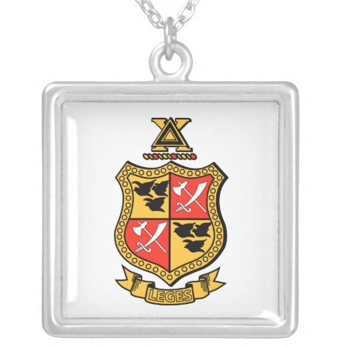 Delta Chi Coat of Arms Silver Plated Necklace