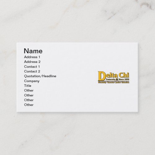 Delta Chi Name and Logo Gold Business Card