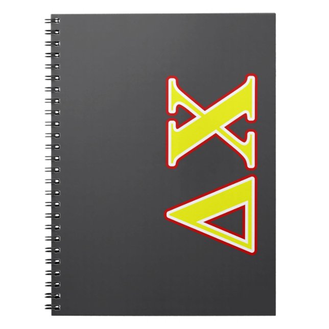 Delta Chi Red and Yellow Letters Notebook (Front)