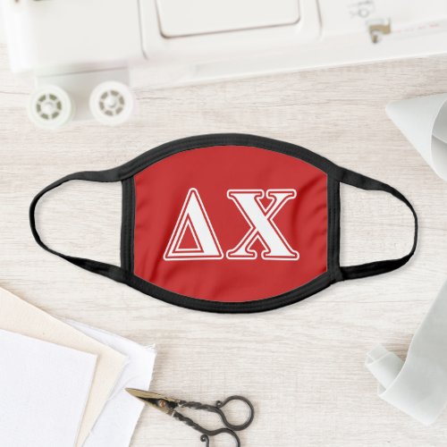 Delta Chi White and Red Letters Face Mask