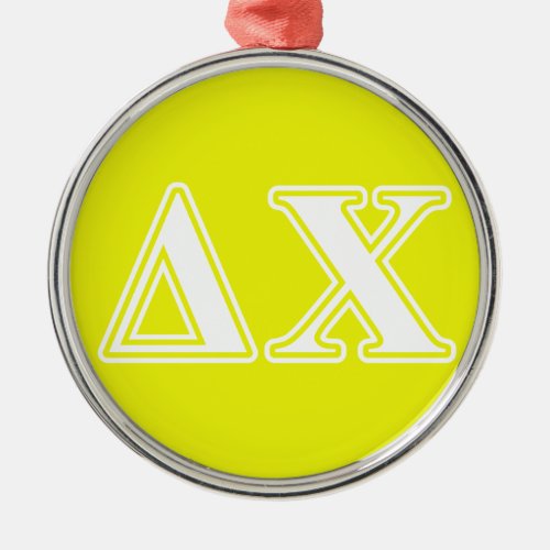 Delta Chi White and Yellow Letters Metal Ornament