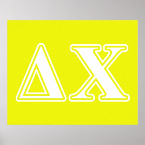 Delta Chi White and Yellow Letters Poster